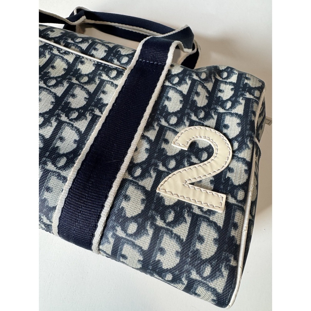 Christian Dior Trotter Bag Monogram Blue Canvas Leather Handbag - Picture 11 of 16